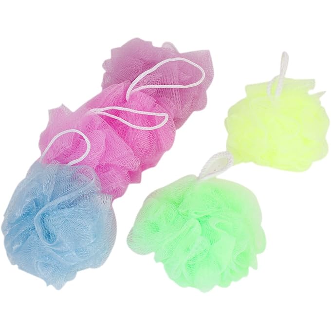 Ruilogod 6 Pcs Assorted Color Nylon Mesh Bath Shower Flower Ball w Hanging Loop (id: da4 631 8d2 21d b78 - Image 1